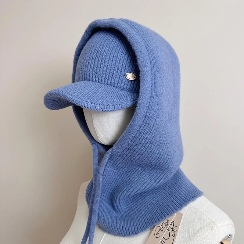 

Стильный комплект из 2 предметов: вязаная балаклава-кепка с открытым верхом и воротником-шарфом, осенне-зимний, ветрозащитный, утепленный, для активного отдыха, унисекс