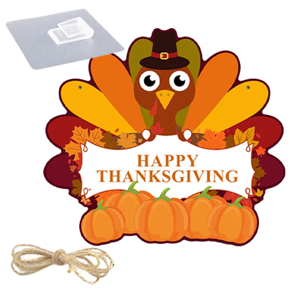 

Wooden Thanksgiving Sign Decor Durable Wood Materials Hanging Rope Great Atmosphere Home Party Fall Decor Wooden Signs