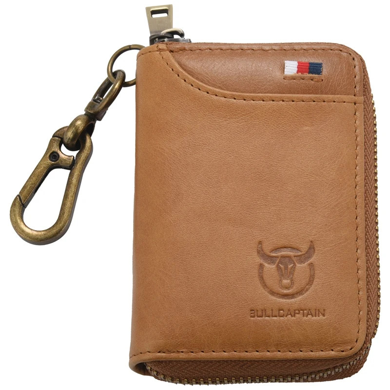 

NEW-Bullcaptain Leather Men&Women Key Wallet Unisex Rfid Blocking Business Key Case Fashion Card Holder Coin Purse Key Case