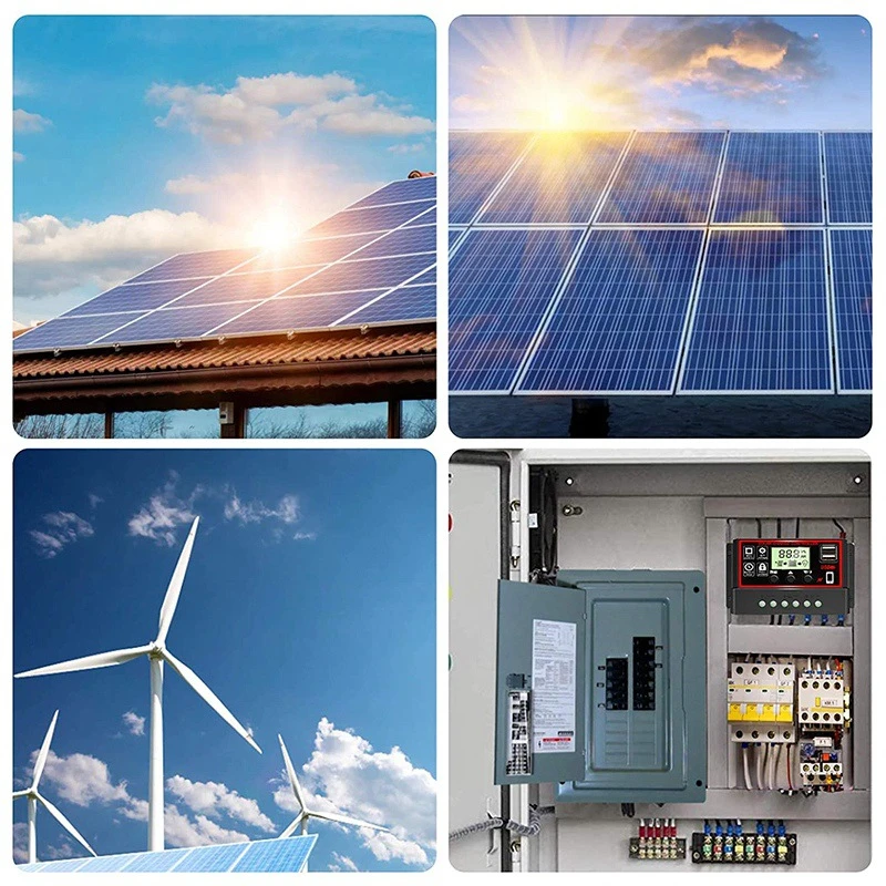 Controlador de Panel Solar 60A 30A 20A 10A, regulador de carga de batería de 12V/24V, 2 USB 10A ~ 100A, regulador de cargador de Panel de células
