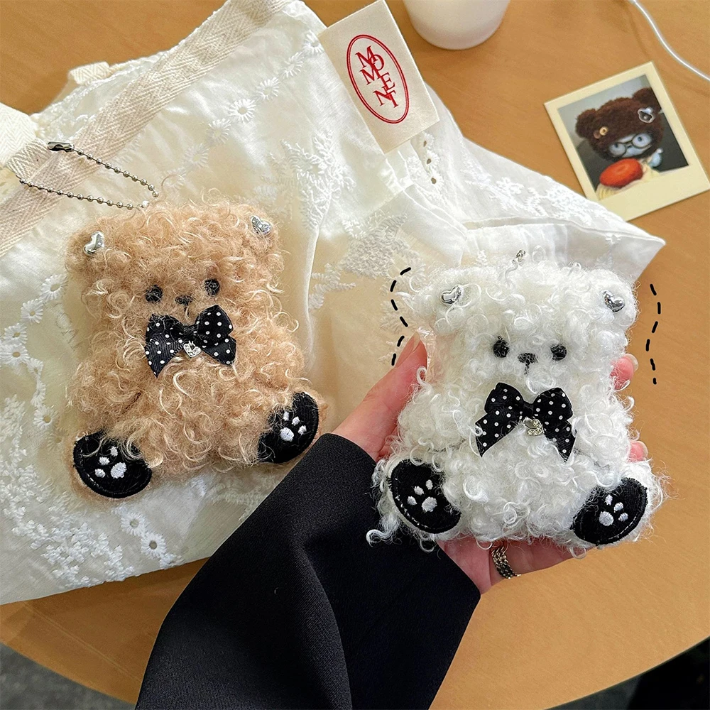 1pcs Cartoon Curly Bear Keychain Cute Mini Plush Doll Bag Hanging Charm Student Couple Gift