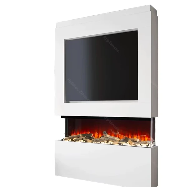 Modern Dual Language (French English) Electric Fireplace Heater Household Remote Control Insert Metal Material Easy Installation