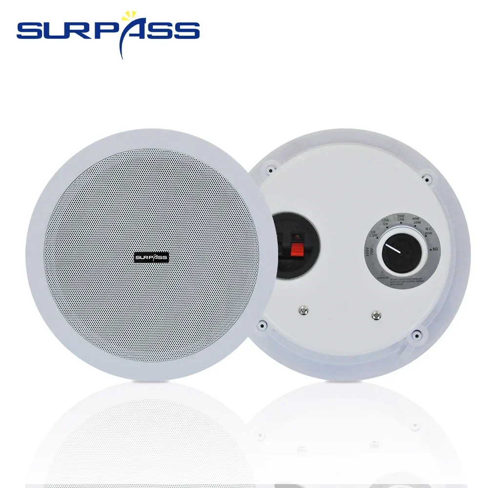 8inch audience Passive Ceiling Speakers pa speaker Stereo Sound PA System 70V/100V/8Ohm In Wall Ceiling Audio Speaker for Indoor