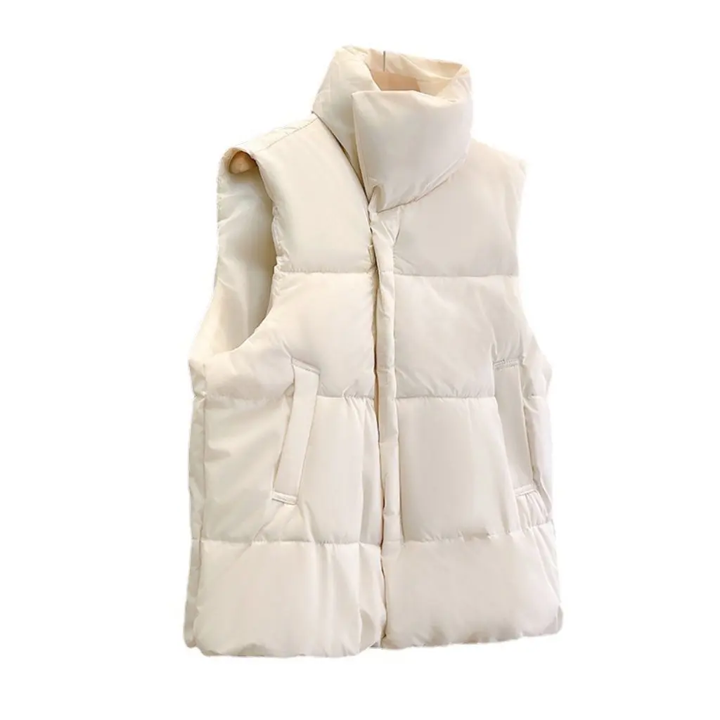 

Korean Style Women's Winter Loose down Cotton Vest Sleeveless Outwear for Chubby Girls