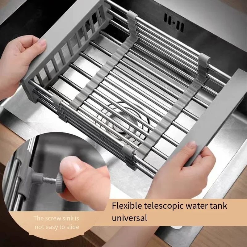 Folding Kitchen Sink Drain Rack, Stainless Steel Dish Drain Basket for Washing Dishes, Space-Saving Sink Organizer - Image 5