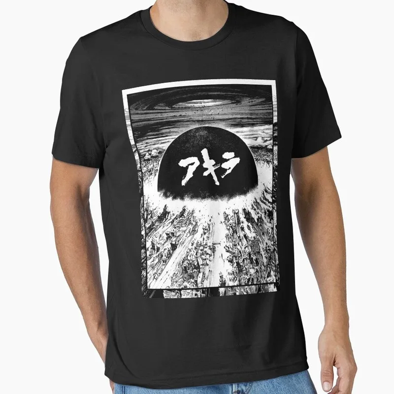 Akira cyberpunk city explosion Anime Gift T‑Shir Vintage Sci‑Fi Manga Graphic Tee Shotaro Kaneda Neo‑Tokyo Unisex Streetwear