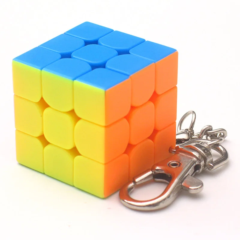 High Quality 3CM Plastic ABS Mini 3x3x3 Magic Cube Puzzle Stickers with Keychain Ring Opp Bag Packakge Toys Gift cubo