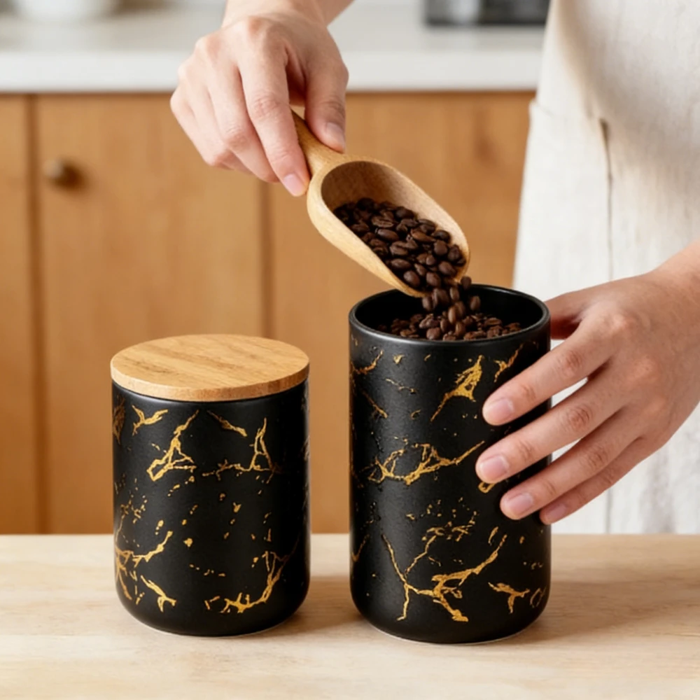 3pcs/1set Home-style Minimalist Nordic Ceramic Sealed Container,kitchen Storage for Grains, Snacks Candies,coffee Tea Sealed Box