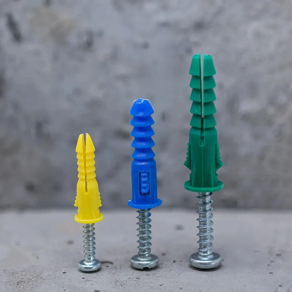 Plastic Self Drilling Ribbed Drywall and Wall Anchors with Screws Kit,66 Piece Wall Plug Anchor Expansion Bolt Pipe Column