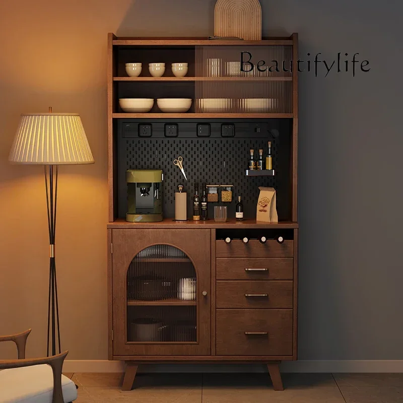 Nordic solid wood dining side cabinet Japanese simple multi-functional kitchen locker living room wall wine cabinet