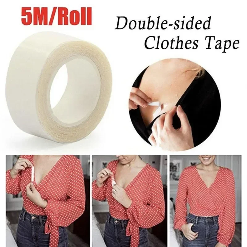 방수 원피스 천 테이프, 양면 시크릿 바디 접착 가슴 브라 스트립, 안전하고 투명한 란제리 테이프, 5M