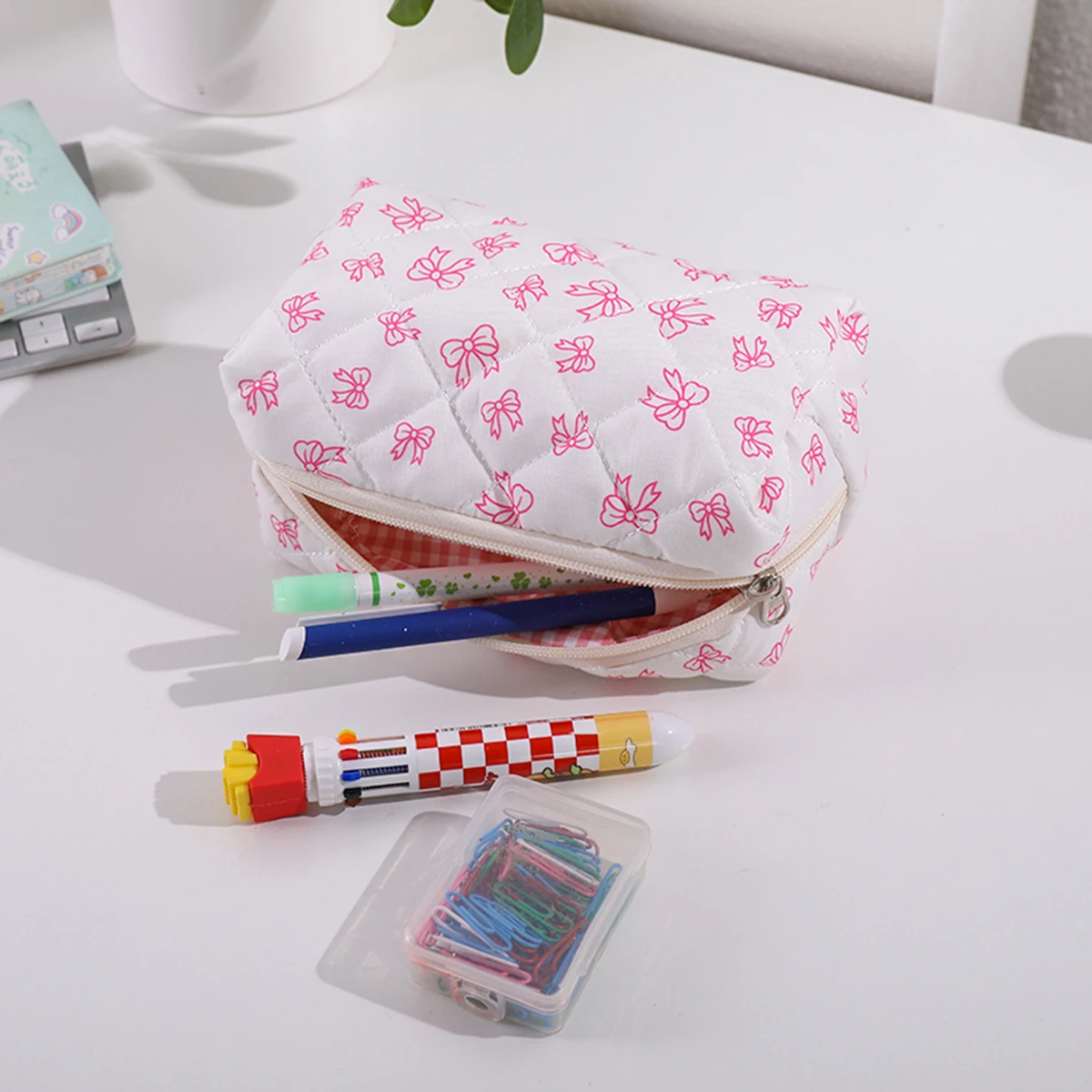 1 adet ilmek baskı kapitone ka - Aesthetic Large Pencil Case Pouch incelemesi ve fiyatı