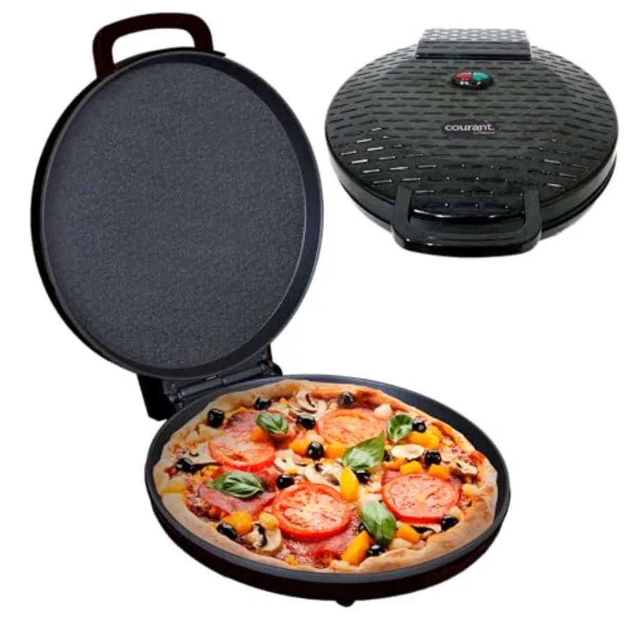 Pizza Maker 12 inch 220 VOLT NOT FOR USA USE, Newly improved Cool-touch Handle Non-Stick plates Pizza oven and Calzone Maker, E
