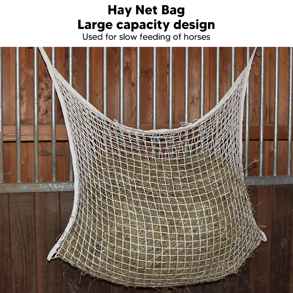 Lightweight PE Woven Rope Forage Net Bag Mesh Hole Design Large Capacity Horse Forage Bag White Durable Forage Woven Bag Horses