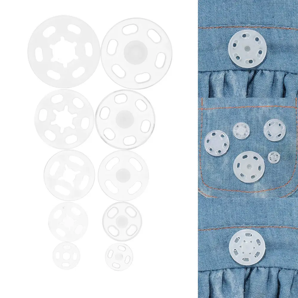 100Pcs Transparent ABS Plastic Invisible Snap Fasteners Press Button DIY Handmade Crafts Round Flatback Stud Sewing Accessory
