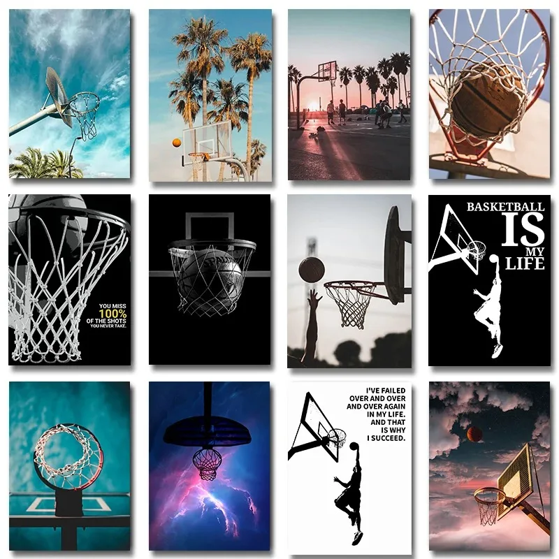 Inspirational Basketball Court Sports Motivational Quotes Poster Canvas Painting Nordic Wall Art for Living Room Home Decor