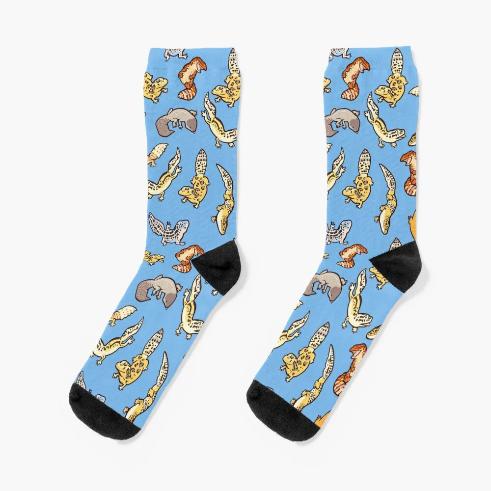 chub geckos in blue Socks bright garter funny gift Man Socks Women's