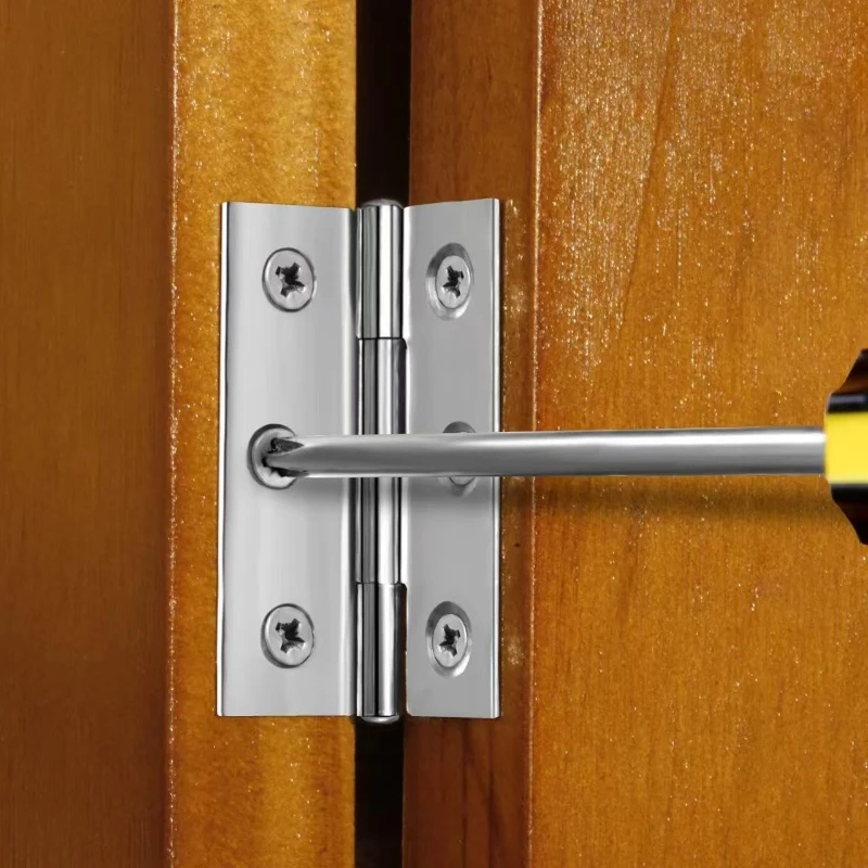 Household Multi-Scene 10pcs Stainless Steel Door Hinges Cabinet Doors Windows Wooden Box Flat Hinge Home Furniture Hardware Acce