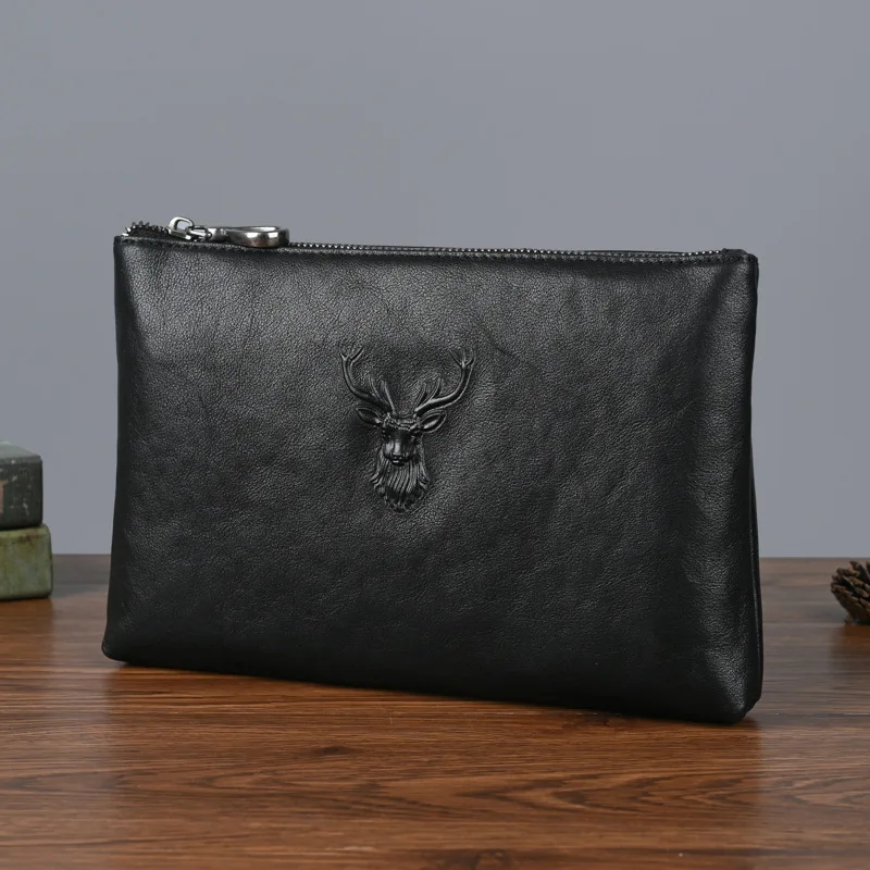 حقيبة يد كاجوال كلاسيكية من جلد البقر المدبوغة بالخضراوات، حقيبة تخزين أعمال محمولة ذات سعة كبيرة