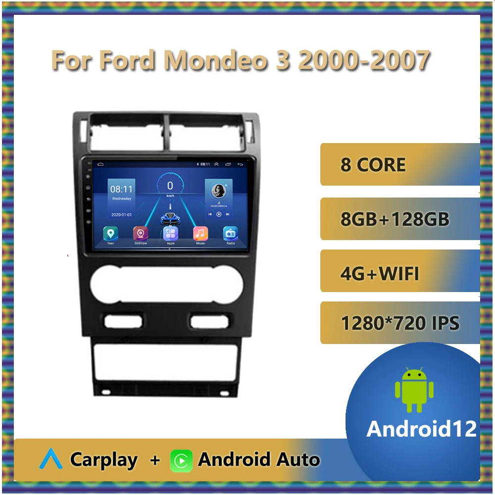 

2 Din Car Radio For Ford Mondeo 3 2000 - 2007 Multimedia Video Player Navigation GPS Android Auto Wireless Carplay Bluetooth USB