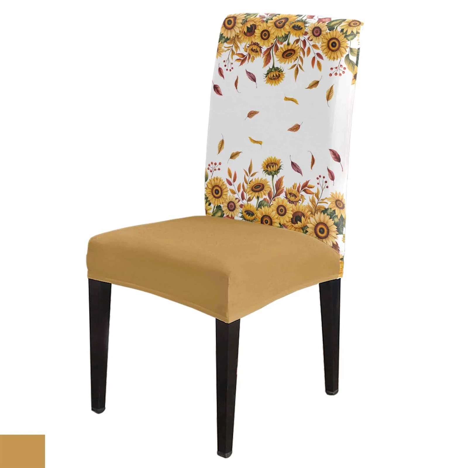

Retro Sunflower Autumn Leaves Spandex Chair Cover Office Banquet Chair Protector Cover Stretch Chair Cover for Dining Room