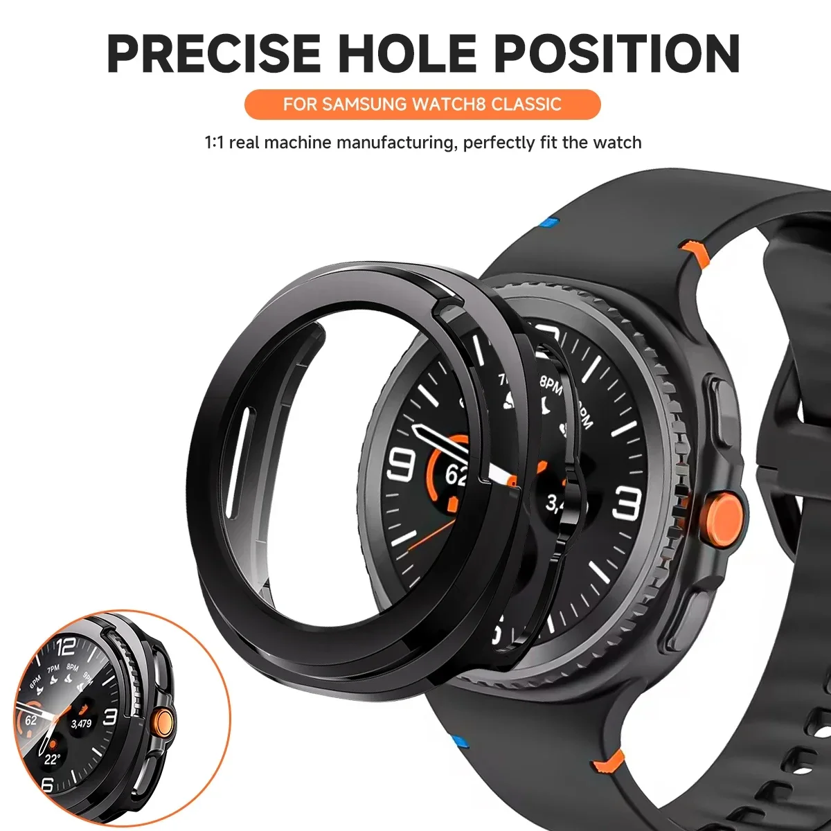 حافظة ساعة 2 في 1 + واقي شاشة لساعة سامسونج جالاكسي 8 غطاء كلاسيكي للكمبيوتر الشخصي واقي شاشة من الزجاج المقسى