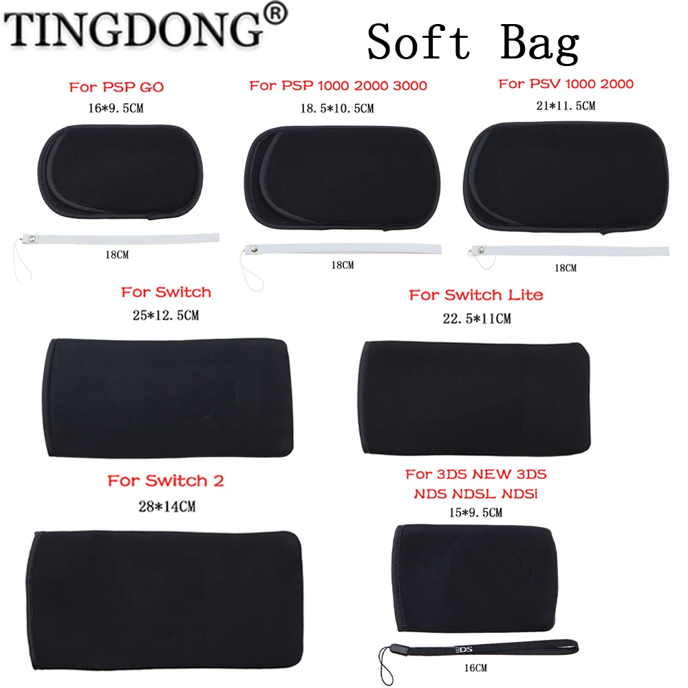 Para PSV PSP 1000/2000/3000 PSP Go bolsa de almacenamiento de transporte protectora suave funda para nuevo interruptor 3DS/Lite/2 consola