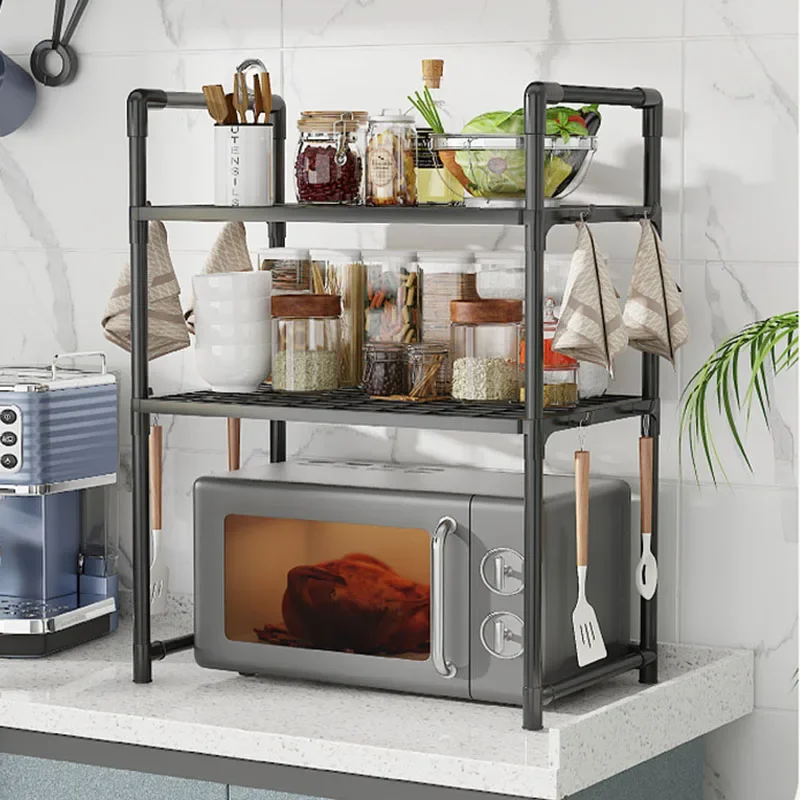 Kitchen Microwave Racks Multi-Layers Simple Storage Shelf Standing Countertop Seasoning Oven Shelf Kitchen Organizing Racks