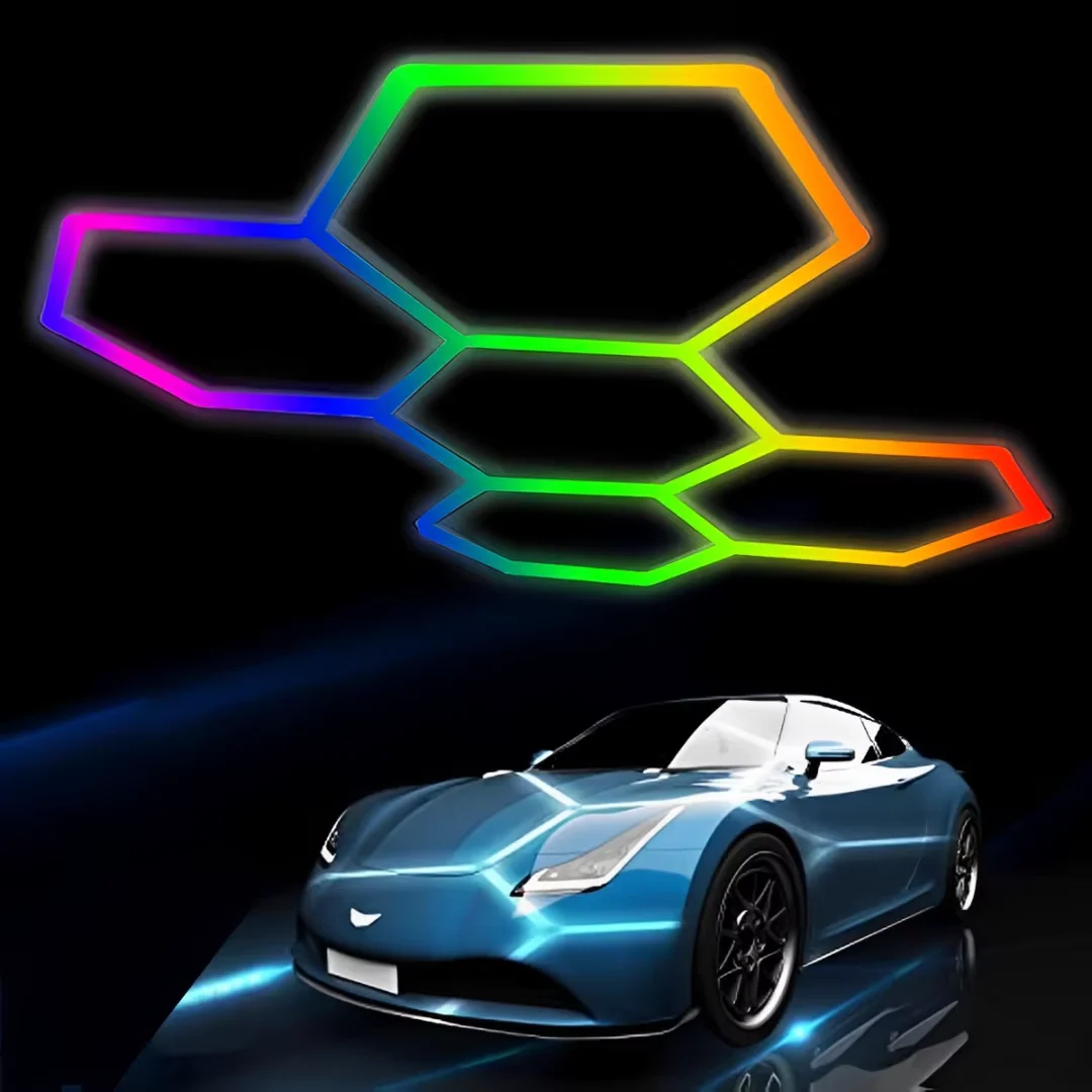 RGB Hexagon LED Lights Working Light Changeable Hex Honeycomb Light Shape Garage Hexagon RGB Wall Light