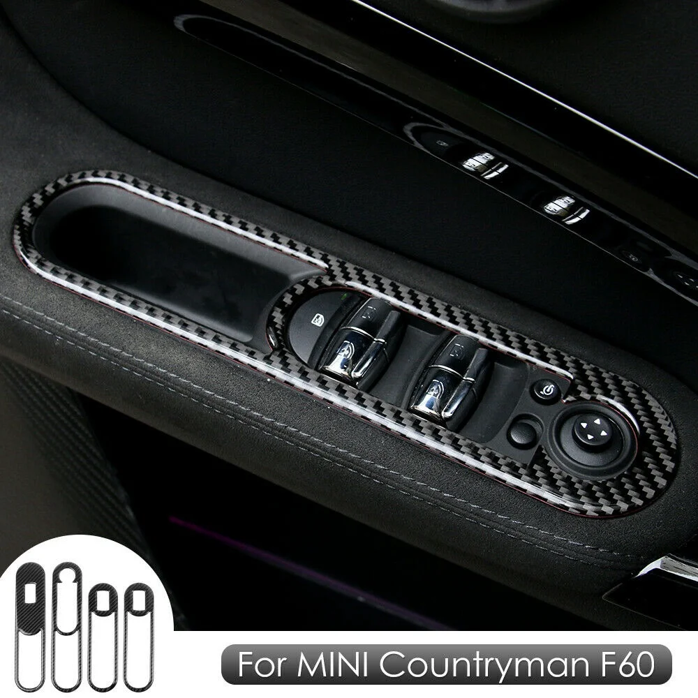 Carbon Fiber Window Lift Switch Panel Cover Trim for MINI Cooper Countryman F60