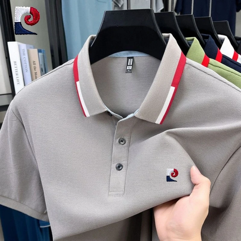 New Summer High-Quality 100% Pure Cotton Short-Sleeved Polo Shirt for Men, Fashionable