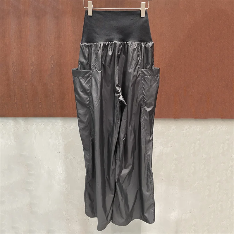 Women's pants New color blocking spliced straight leg pants for the summer of 2026 High waisted slim fit wide leg pants trousers