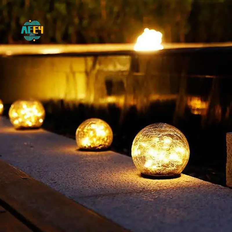 

AEE4-2Pcs Outdoor Solar Waterproof Lamp Crack Ball Lamp, Ground Landscape Decoration LED Light Decoration(Warm White) Easy Insta