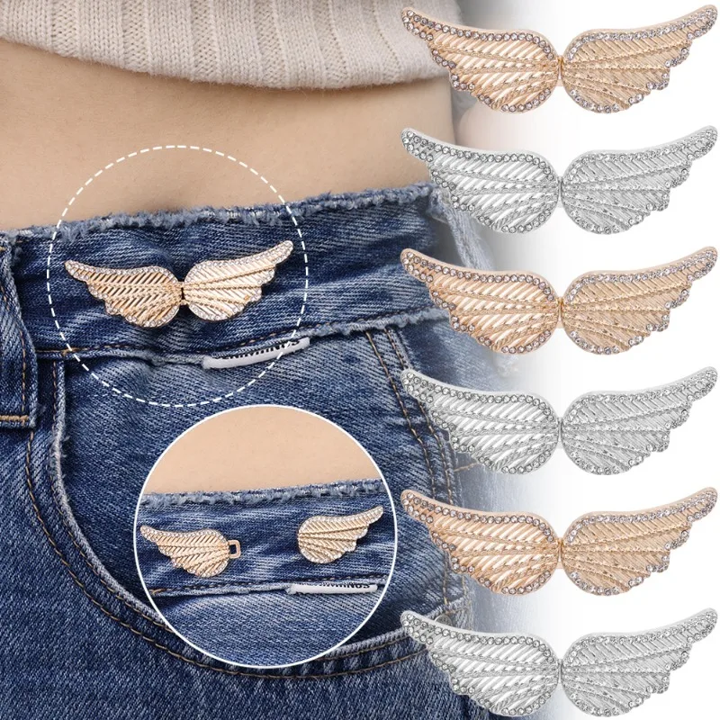 Portable Angel Wings Seamless Waist Buttons Pants Waist Size Adjustment Tool Pants Size Adjustment Tightening Jeans Waist Buckle