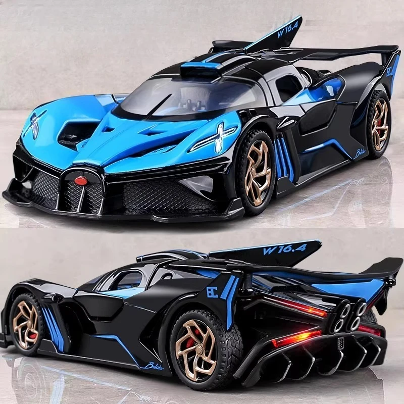 

1:32 Bolide Model Sports Car Toys Alloy Diecast Miniature Supercars Sound Light Doors Opened Pull Back for Kids Gifts