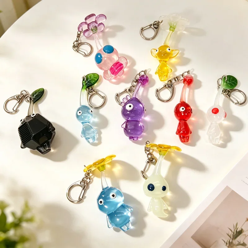 Figuras de acción de los personajes del videojuego Nintendo PIKMIN de Bandai, modelo de llavero, colgante para mochila, bolas de gashapon, artículos de colección, producto oficial y auténtico.