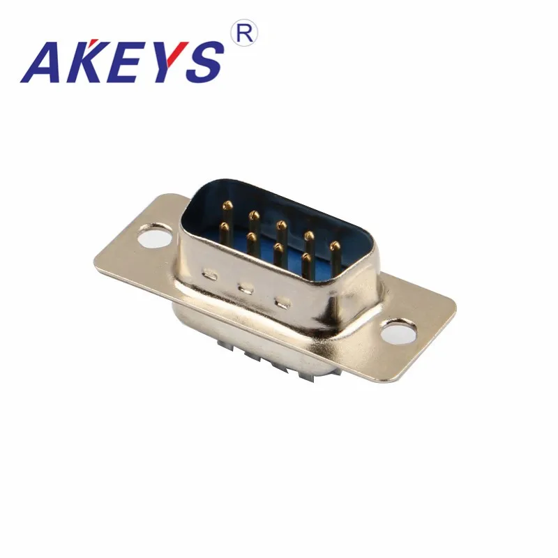 10PCS VGA Interface DB9 Pin Blue Core Male VGA Adapter Interface Iron Shell