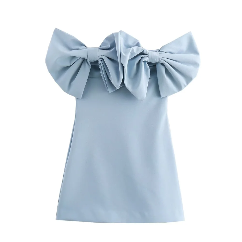 Robe mi-longue sans bretelles pour femmes, nouvelle mode d'automne, décoration avec nœud Sexy, couleur unie, amincissante