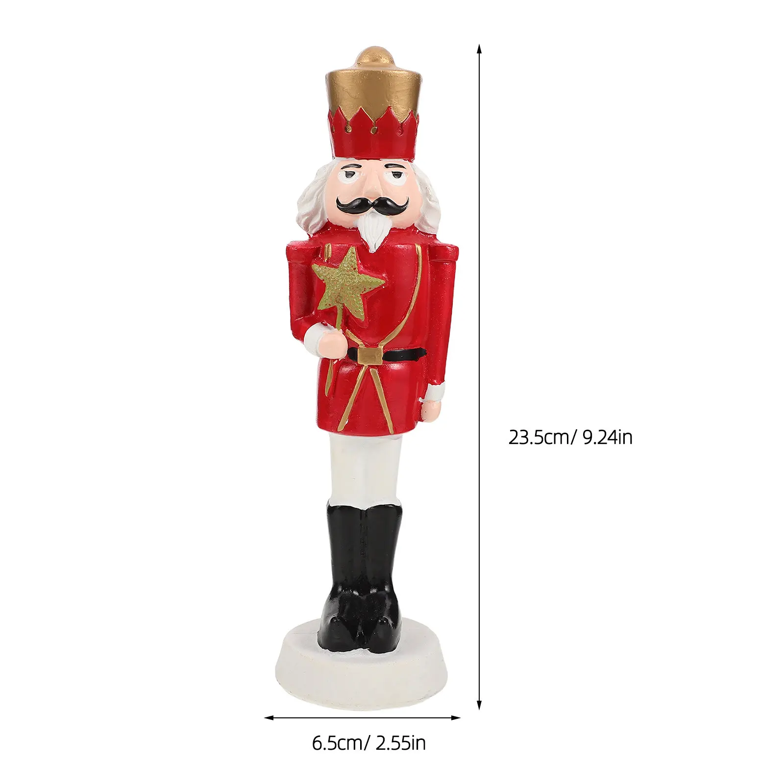 Wooden Hand-Painted Christmas Nutcracker Soldier with Red & Gold Design, Traditional Stable Base Table Centerpiece