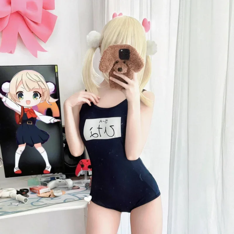 Nieuwe Japanse School Meisje Gym Pak Marineblauw Badpak Kawaii Zwemkleding Sexy Leuke Anime Kleding Jumpsuit Strand Zwembad Party Set