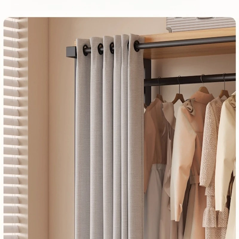 

Coat rack floor-to-ceiling bedroom household dustproof wardrobe simple hanging hanger metal cloakroom shelf storage rack in one