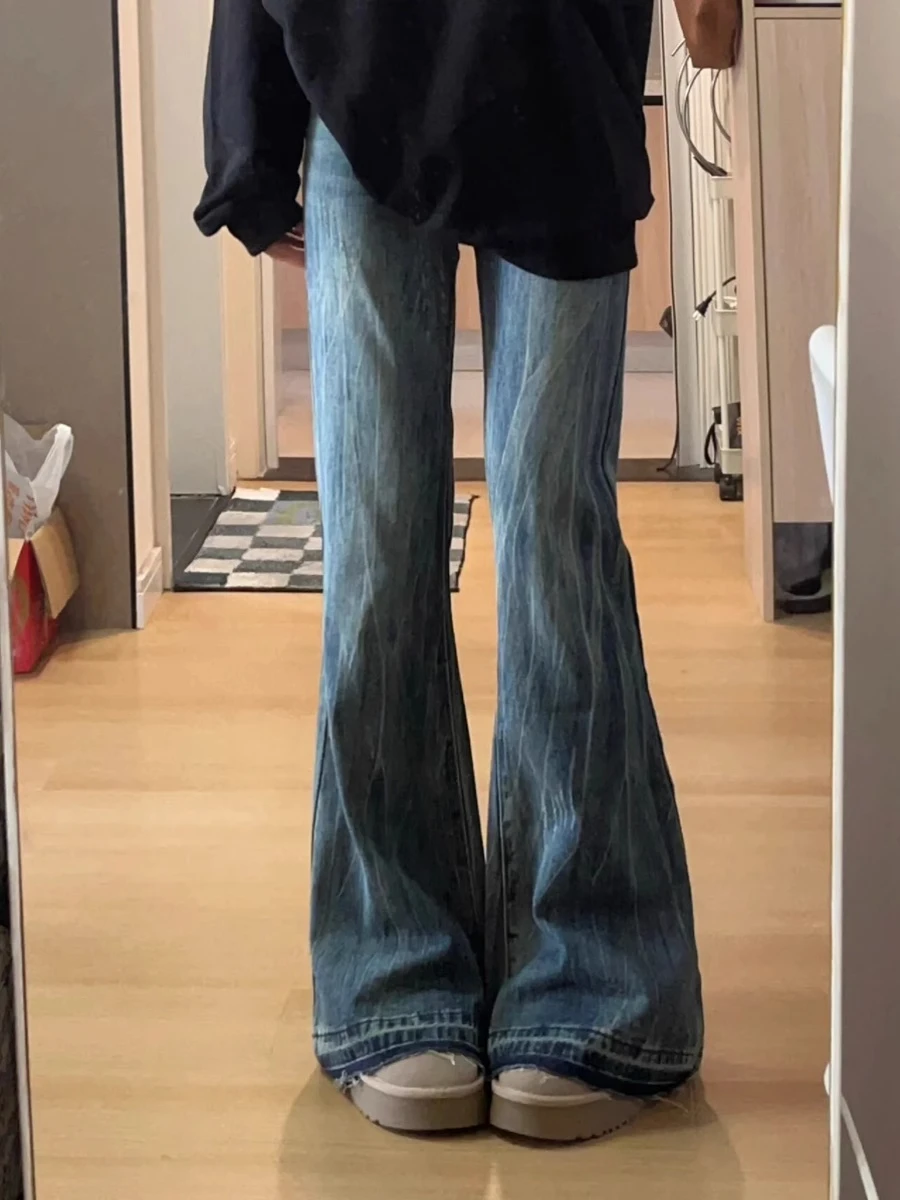 

American Retro High Waist Bell Bottom Jeans Women's Spring Autumn Loose Slimming Not Legging Hoof Bell Pants