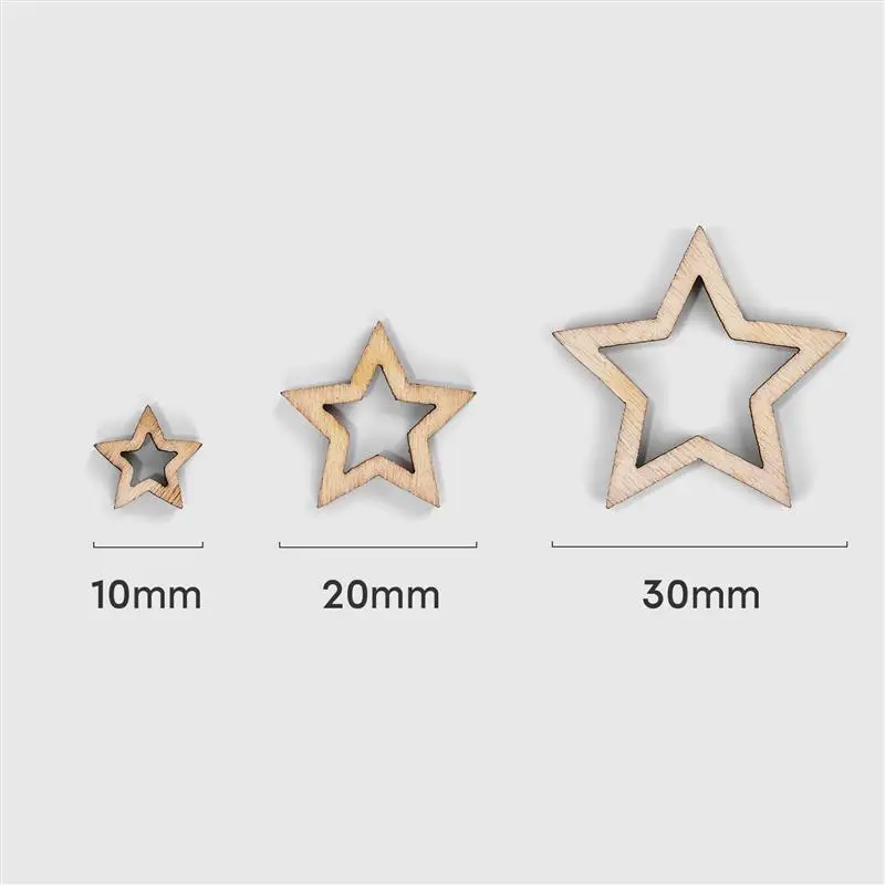 50/100PCS 10/20/30mm Unfinished Wood Cutout Star Shaped Wood Pieces For Wooden Craft DIY Projects, Gift Tags, Home Decoration