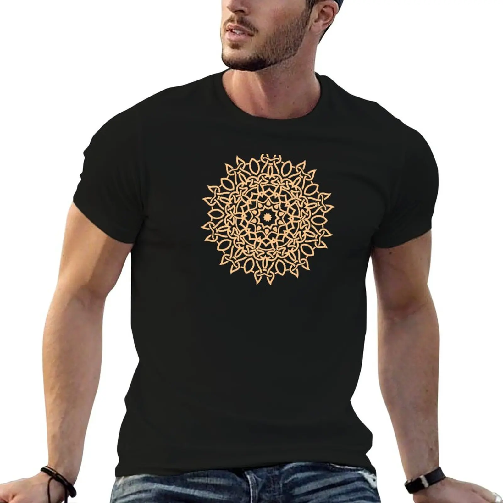 Camiseta Celtic Knot Mandala Gold Chardonnay, camiseta esencial, camisetas gráficas para hombre, camiseta