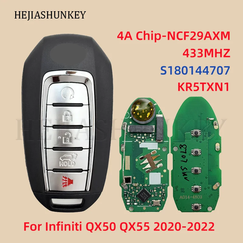 

KR5TXN1 S180144707 285E3-5NY7A 433.92MHz 4A 5 Buttons Smart Keyless Entry Remote Key Fob Chip For Infiniti QX50 QX55 2020-2022