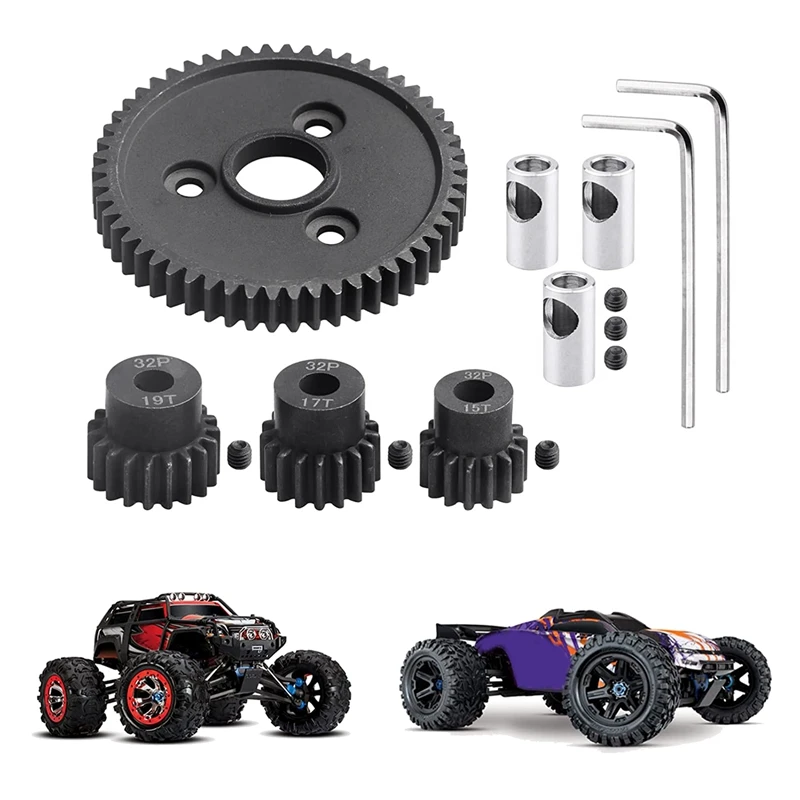 54T 32 Pitch Metal Steel 3956 Spur Gear With 15T 17T 19T Pinions Gear Sets For 1/10 Traxxas Slash 4WD/2WD Summit E-REVO