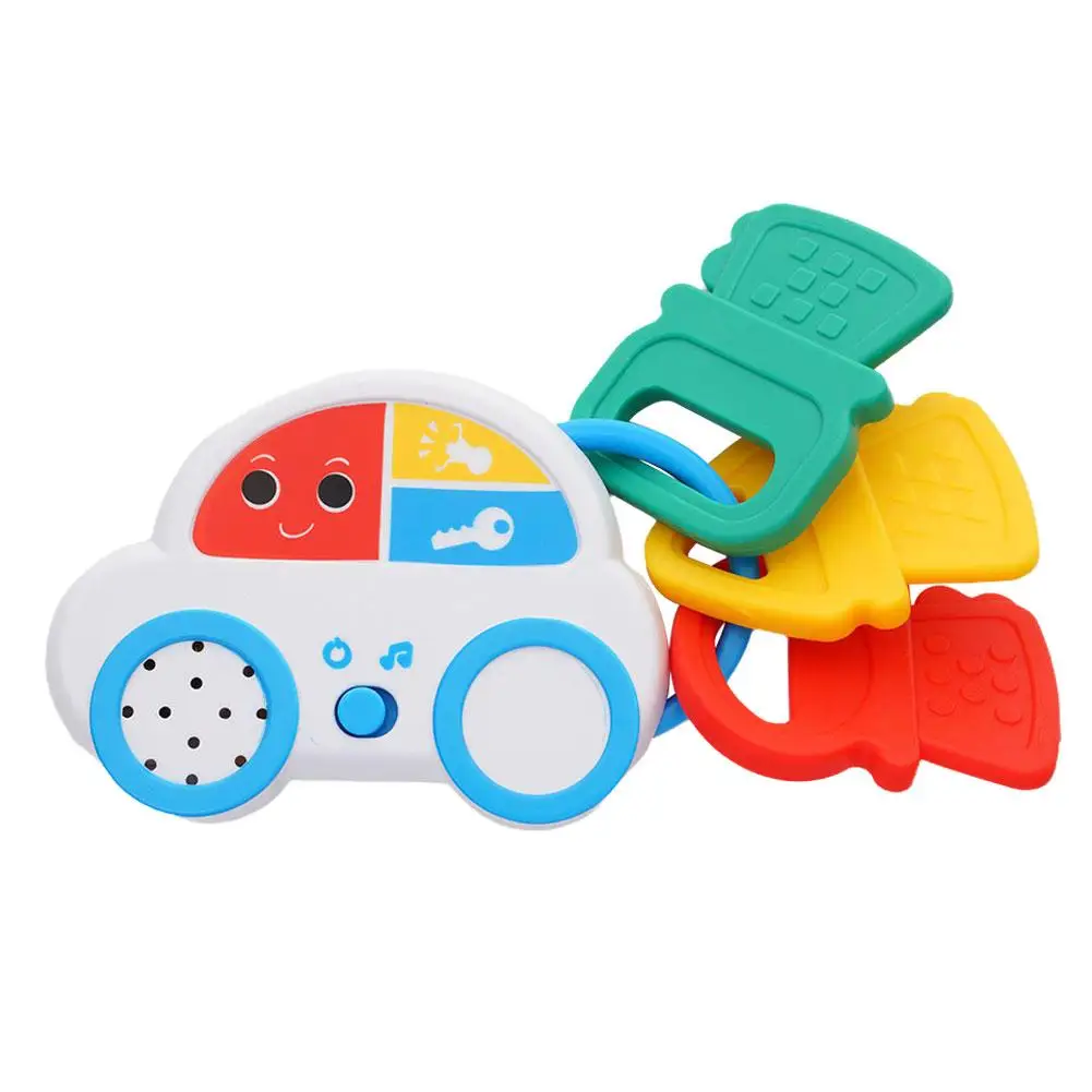 ABS Silicone Funny Baby Rattle Soothing Music Bite Key Early Car Children Toy Doll Gift Toys Music Coax Birthday Education M5T1