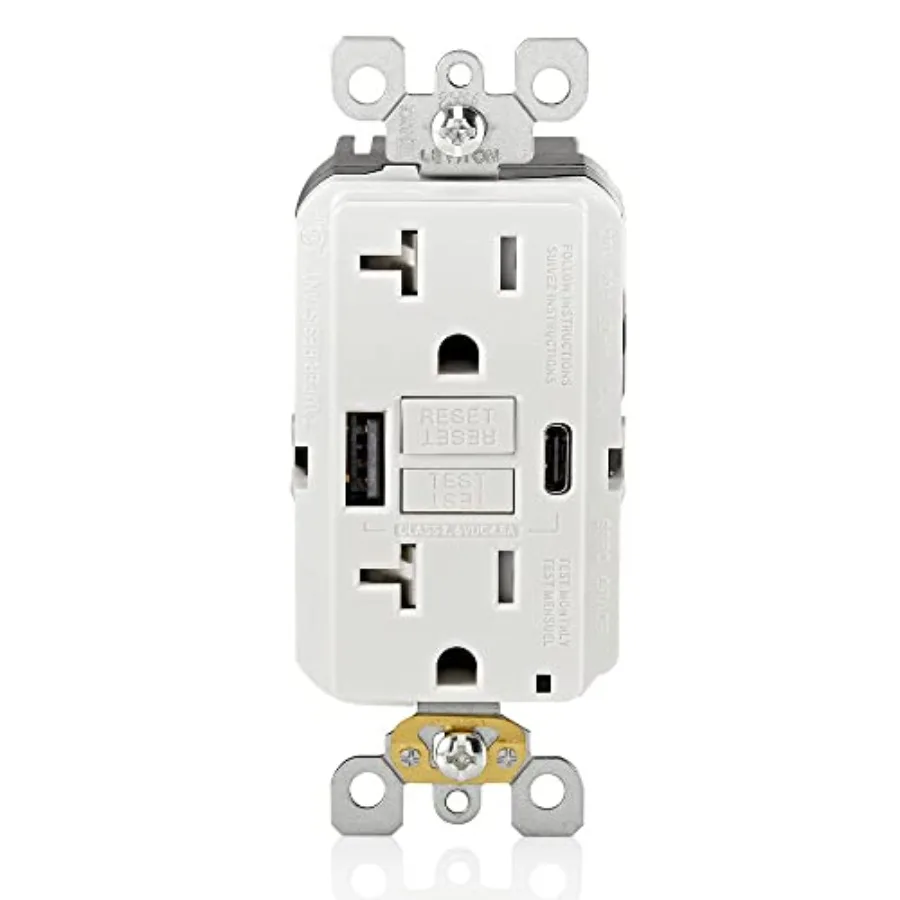 SmrtlockPro Self-Test GFCI Combintion with and -C in-Wll, USB Charger for Smartphones and Tablets, GUAC2-W