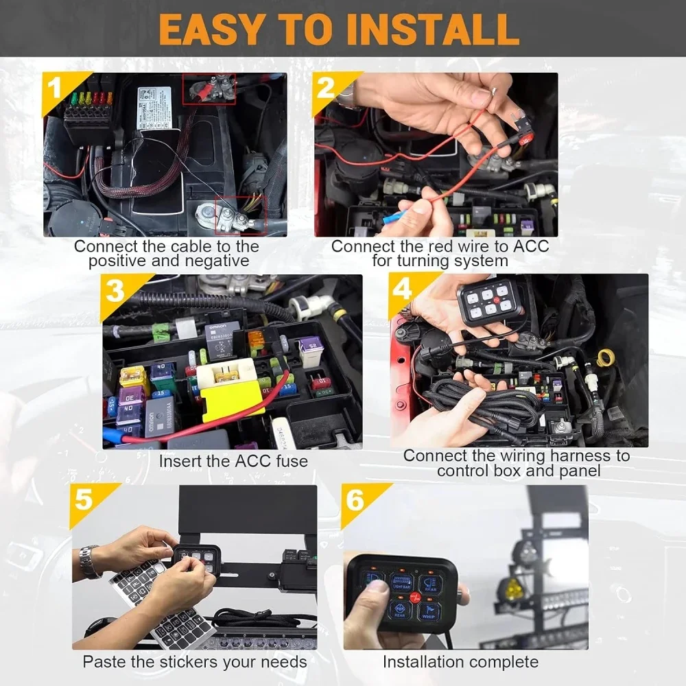 Pannello interruttori a 6 gruppi Sistema relè di controllo circuito universale Interruttore LED dimmerabile automatico Pannello interruttori di controllo touch pod per auto