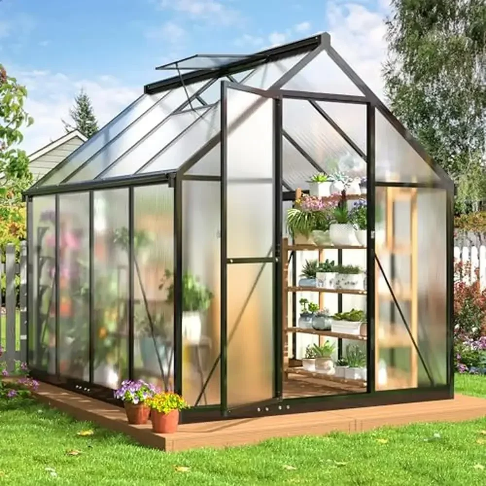 

Greenhouse Polycarbonate Structure Roof Vent Aluminum Walk-in Garden Plant Protection Easy Setup Secure Access Long-lasting